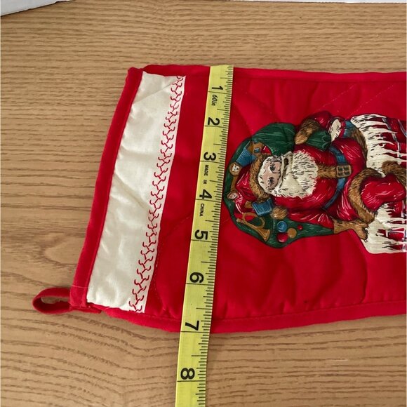 Vintage Quilted Christmas Stocking Santa w Pipe Chimney Toy Bag Handmade 14 Inch - Picture 5 of 6